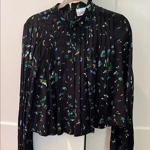GANNI Black Floral Women's Top. Chic pleating at top/ back. Excellent condition